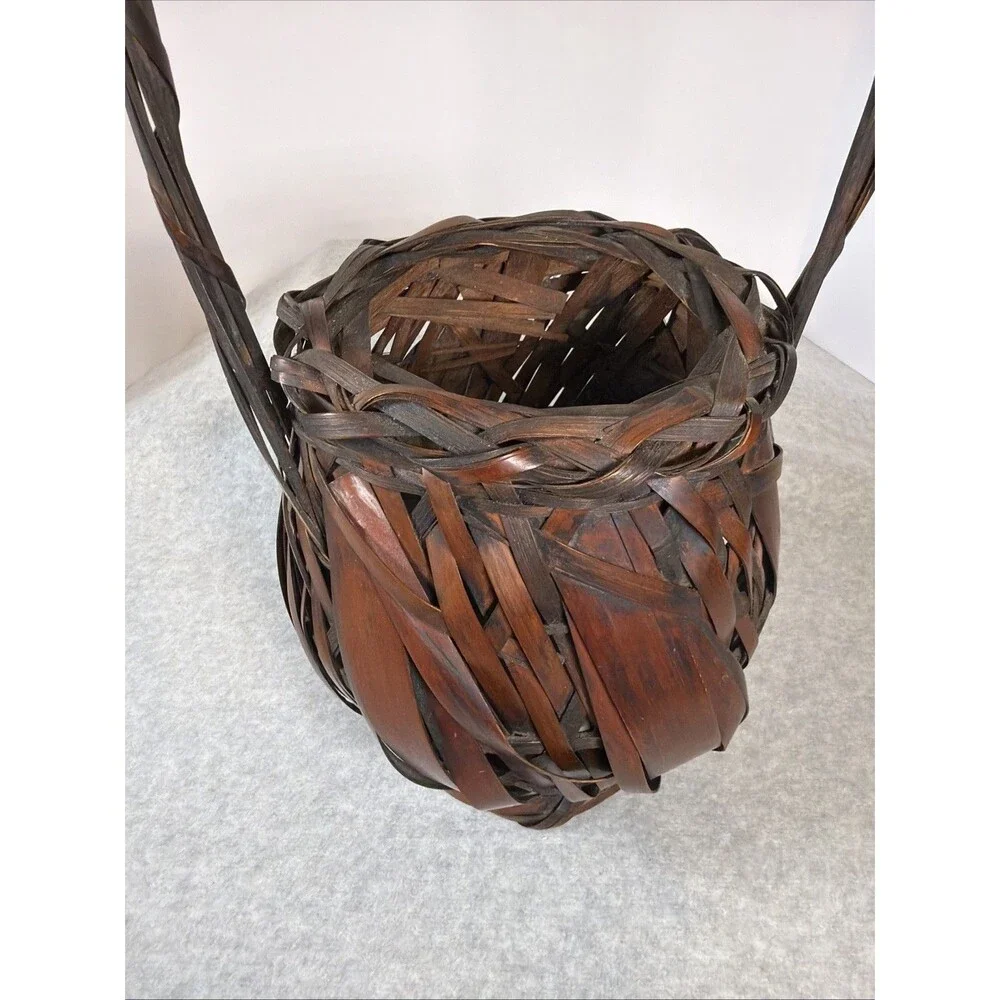 Antique Japanese Bamboo Ikebana Flower Basket Kago Taisho/Showa Era Vintage